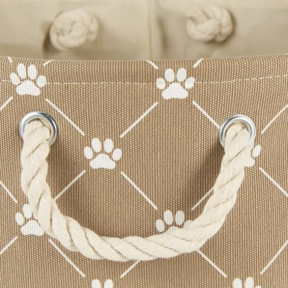 Kirkland's Home Baskets & Boxes-Taupe Trellis Paw Print Storage Basket, 14 In.
