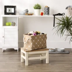 Kirkland's Home Baskets & Boxes-Taupe Trellis Paw Print Storage Basket, 14 In.