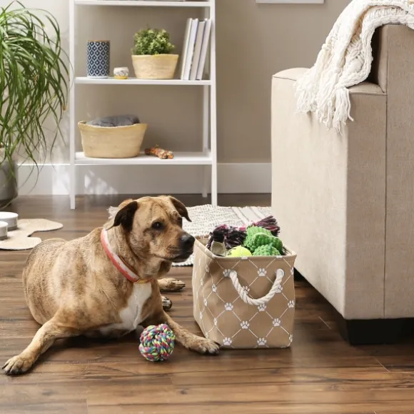 Kirkland's Home Baskets & Boxes-Taupe Trellis Paw Print Storage Basket, 14 In.