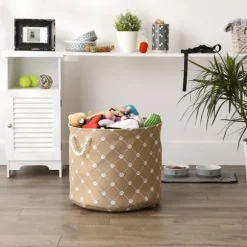 Kirkland's Home Baskets & Boxes-Taupe Trellis Paw Print Storage Basket, 18 In.