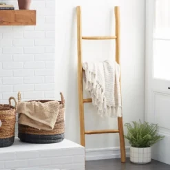 Kirkland's Home Decorative Accents-Teak Wood Leaning Ladder