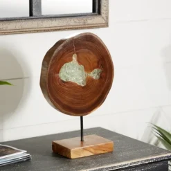 Kirkland's Home Statues & Figurines-Teak Wood Raw Edge Crystal Figurine