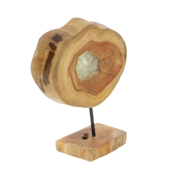 Kirkland's Home Statues & Figurines-Teak Wood Raw Edge Crystal Figurine