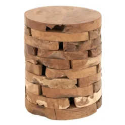Kirkland's Home Benches & Ottomans-Teak Wood Stacked Round Stool