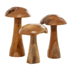 Kirkland's Home Statues & Figurines-Teakwood Mushroom 3-Pc. Sculpture Set
