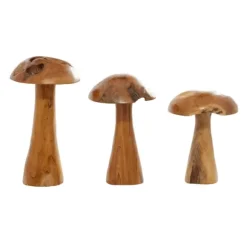 Kirkland's Home Statues & Figurines-Teakwood Mushroom 3-Pc. Sculpture Set