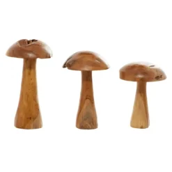 Kirkland's Home Statues & Figurines-Teakwood Mushroom 3-Pc. Sculpture Set