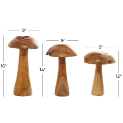 Kirkland's Home Statues & Figurines-Teakwood Mushroom 3-Pc. Sculpture Set