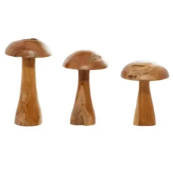 Kirkland's Home Statues & Figurines-Teakwood Mushroom 3-Pc. Sculpture Set