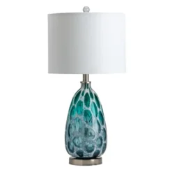 Kirkland's Home Table Lamps-Teal Blue And Nickel Table Lamp