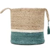 Kirkland's Home Baskets & Boxes-Teal Off White Woven Basket With Tassel, 17 In.