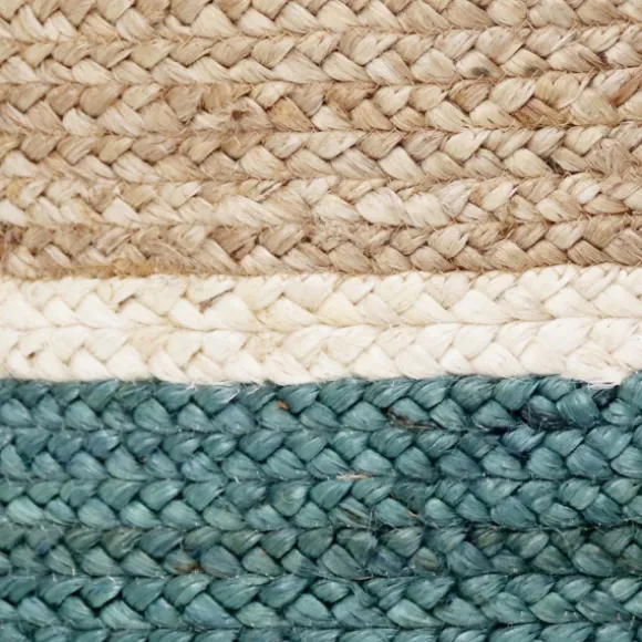 Kirkland's Home Baskets & Boxes-Teal Off White Woven Basket With Tassel, 17 In.