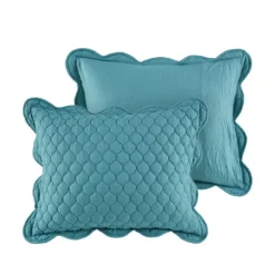 Kirkland's Home Quilts-Teal Scalloped Crinkle 3-Pc. Cali King Quilt Set