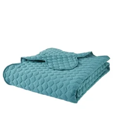 Kirkland's Home Quilts-Teal Scalloped Crinkle 3-Pc. Full/Queen Quilt Set