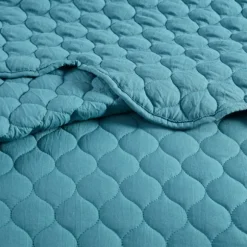 Kirkland's Home Quilts-Teal Scalloped Crinkle 3-Pc. Full/Queen Quilt Set