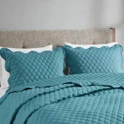 Kirkland's Home Quilts-Teal Scalloped Crinkle 3-Pc. Full/Queen Quilt Set
