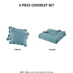 Kirkland's Home Quilts-Teal Scalloped Crinkle 3-Pc. Full/Queen Quilt Set