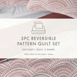 Kirkland's Home Quilts-Terra Scalloped Reversible 3-Pc. Queen Quilt Set