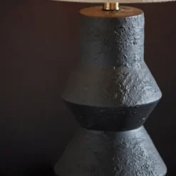 Kirkland's Home Table Lamps-Textured Ceramic Geometric Table Lamp