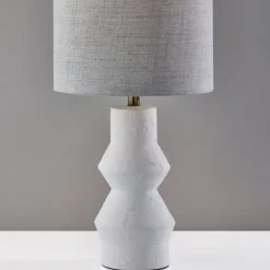 Kirkland's Home Table Lamps-Textured Ceramic Geometric Table Lamp