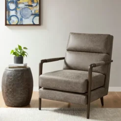 Kirkland's Home Accent Chairs-Textured Faux Leather Accent Chair