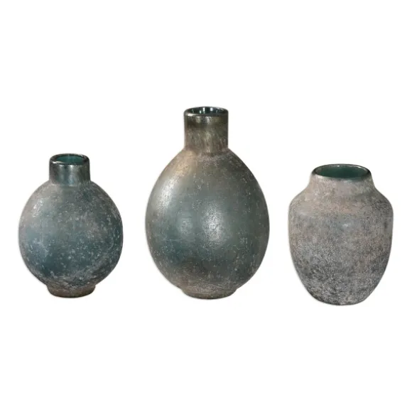 Kirkland's Home Vases-Textured Rust Ivory Glazed Vases, Set Of 3