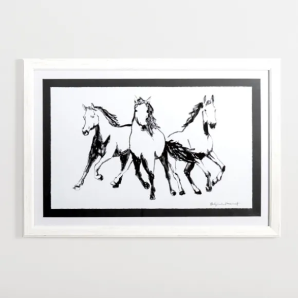Kirkland's Home Framed Art-Three Sketched Horses Framed Art Print