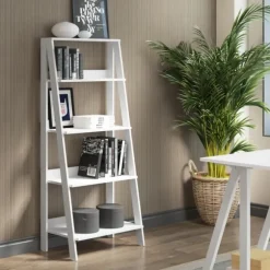 Kirkland's Home Office Furniture-4-Tier Ladder Bookshelf