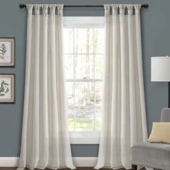 Kirkland's Home Curtains & Drapes-Top Knotted Burlap Curtain Panel Set, 95 In.