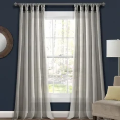 Kirkland's Home Curtains & Drapes-Top Knotted Burlap Curtain Panel Set, 84 In.