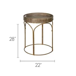 Kirkland's Home Accent & End Tables-Tray Top Wood And Gold Metal Accent Table