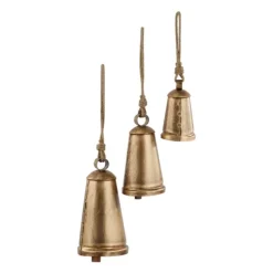 Kirkland's Home Decorative Accents-Triangular Aged Hanging Bells, Set Of 3