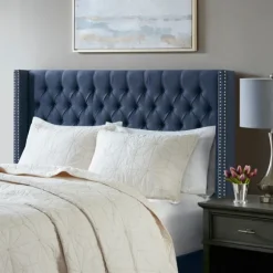 Kirkland's Home Beds & Headboards-Tufted Upholstered Metal Leg Queen Headboard