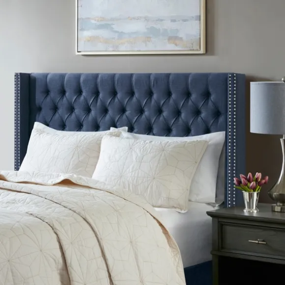 Kirkland's Home Beds & Headboards-Tufted Upholstered Metal Leg Queen Headboard