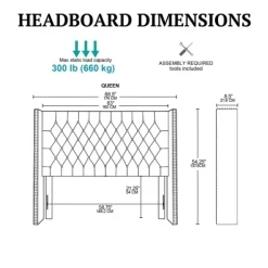 Kirkland's Home Beds & Headboards-Tufted Upholstered Metal Leg Queen Headboard
