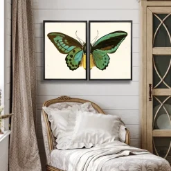 Kirkland's Home Framed Art-Turquoise Butterfly Framed Art Prints, Set Of 2