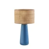 Kirkland's Home Table Lamps-Turquoise Ceramic & Rat Shade Table Lamp