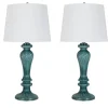 Kirkland's Home Table Lamps-Turquoise Glass Table Lamps, Set Of 2
