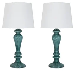 Kirkland's Home Table Lamps-Turquoise Glass Table Lamps, Set Of 2