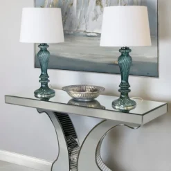 Kirkland's Home Table Lamps-Turquoise Glass Table Lamps, Set Of 2