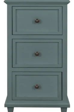 Kirkland's Home Accent & End Tables-Turquoise Slim Wooden 3-Drawer Side Table
