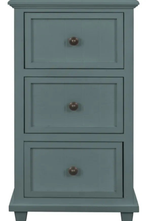 Kirkland's Home Accent & End Tables-Turquoise Slim Wooden 3-Drawer Side Table