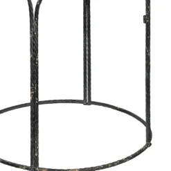 Kirkland's Home Accent & End Tables-Twisted Metal Leg Rattan Top Accent Table