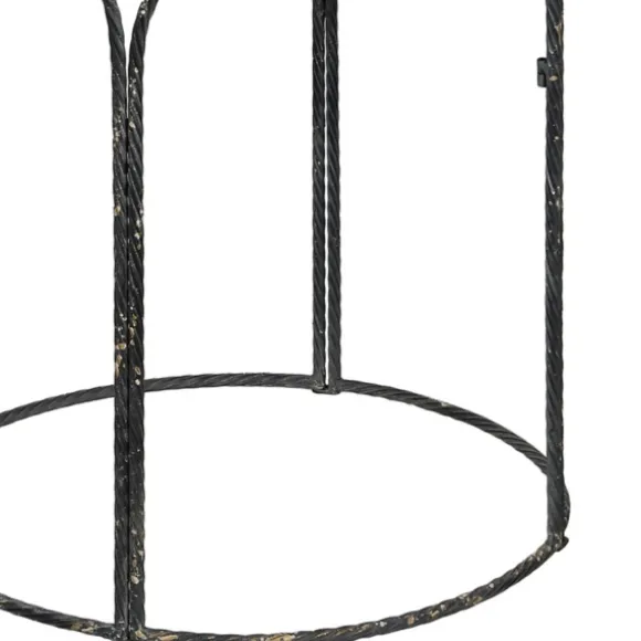 Kirkland's Home Accent & End Tables-Twisted Metal Leg Rattan Top Accent Table