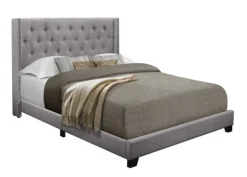 Kirkland's Home Beds & Headboards-Upholstered Button Tufted Wing King Bed
