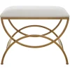 Kirkland's Home Benches & Ottomans-Upholstered Gold Metal Arched Frame Bench