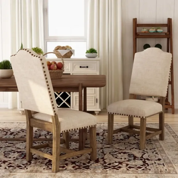 Kirkland's Home Dining Chairs-Upholstered Oak Wood Dining Chairs, Set Of 2