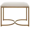 Kirkland's Home Benches & Ottomans-Upholstered Seat And Gold Metal Bench