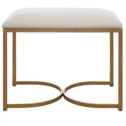 Kirkland's Home Benches & Ottomans-Upholstered Seat And Gold Metal Bench