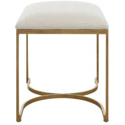 Kirkland's Home Benches & Ottomans-Upholstered Seat And Gold Metal Bench